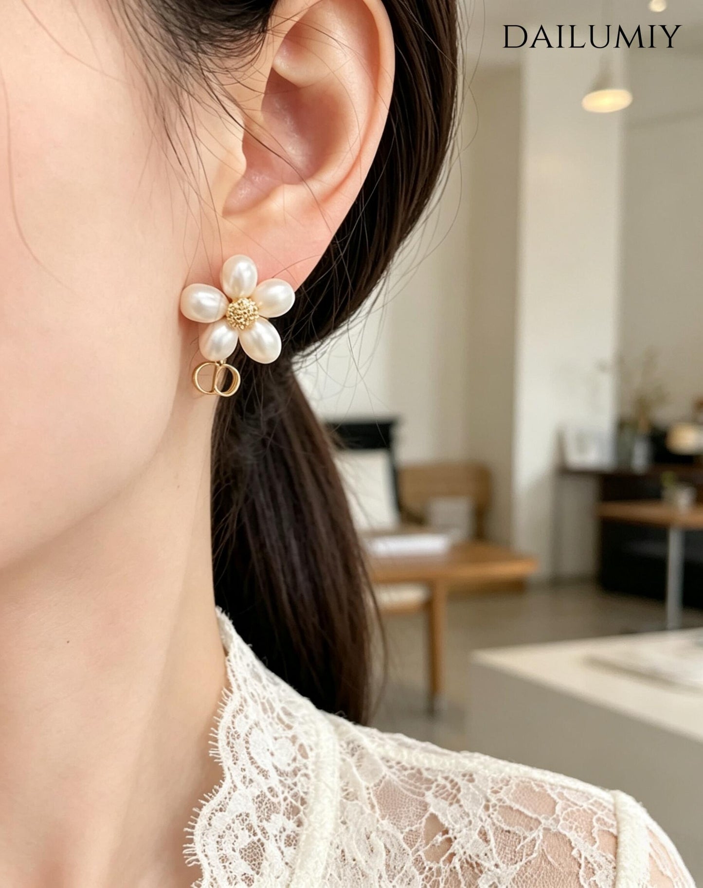 Dior Brass Floral Earrings