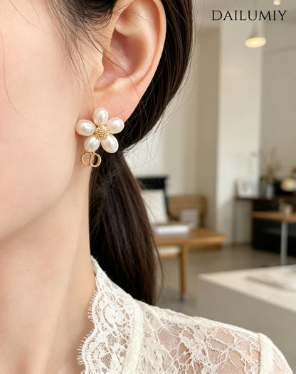 Dior Brass Floral Earrings