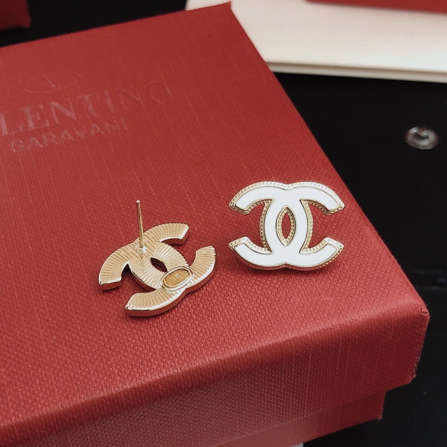 Chanel White Brass Earrings
