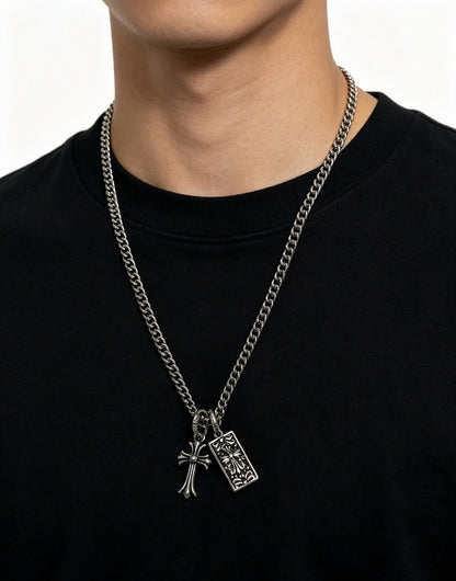 Chrome Hearts Sterling Silver Cross Necklace