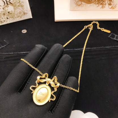 Dior Brass Bow Necklace