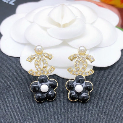 Chanel Brass & Sterling Silver Clover Earrings