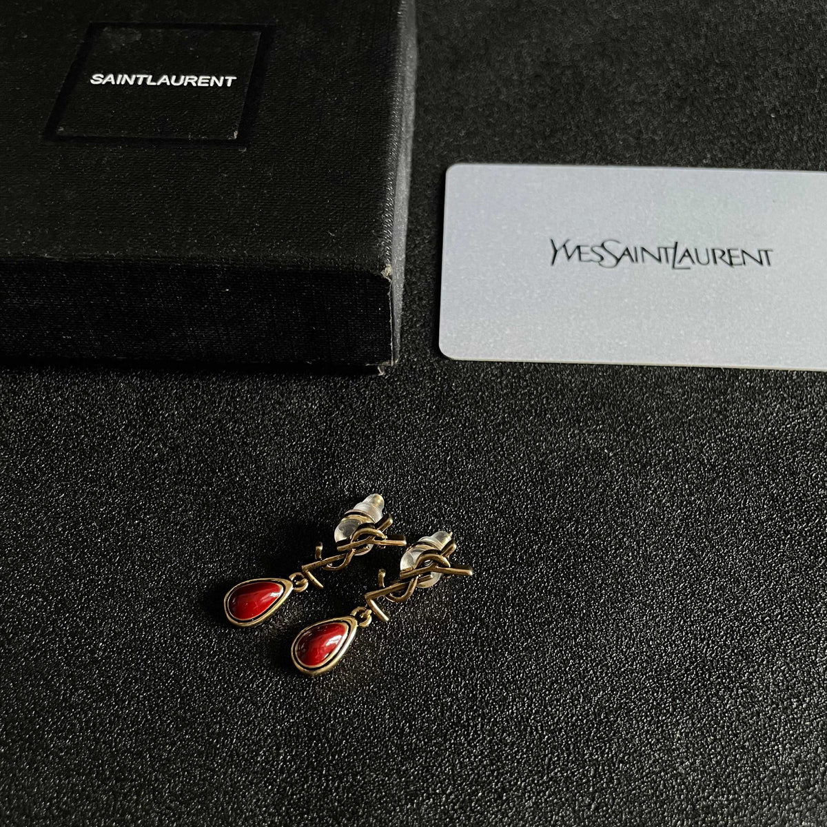 Saint Laurent Sterling Silver Vintage-Finish Earrings