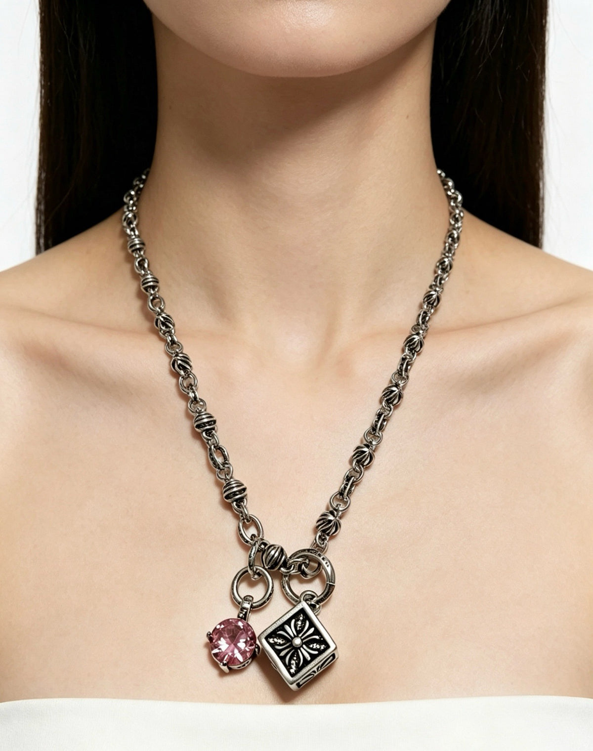 Chrome Hearts Sterling Silver Cross Necklace