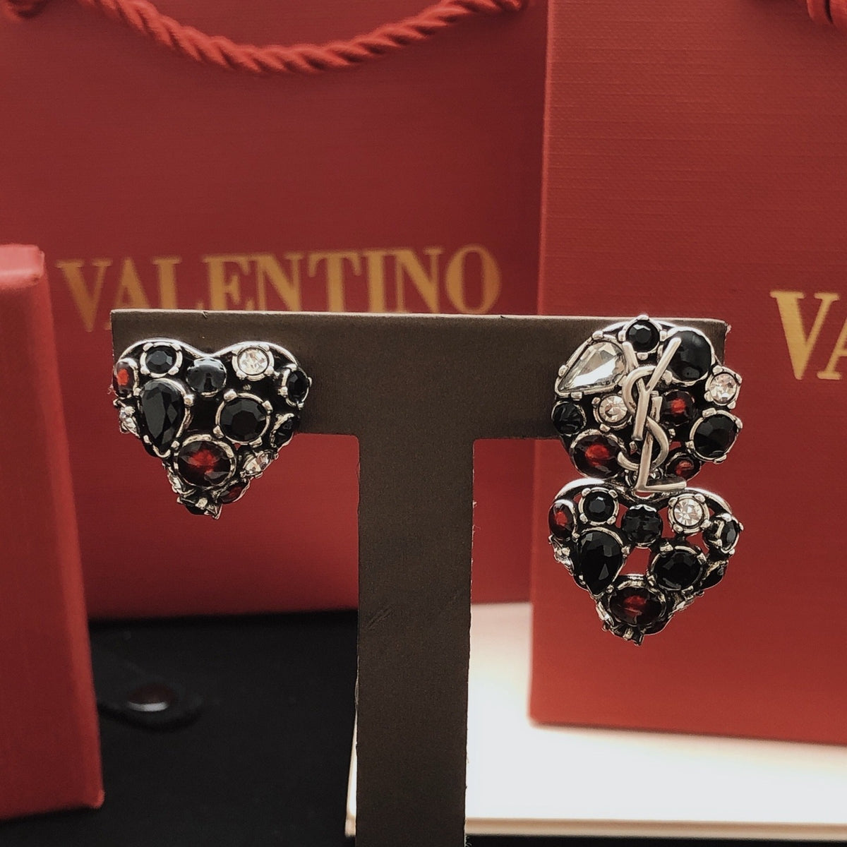 Saint Laurent Brass Heart Earrings