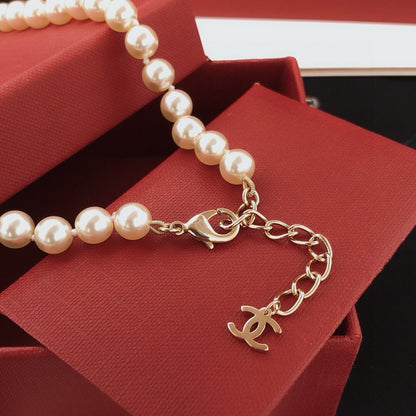Chanel Black Brass Pearl Necklace