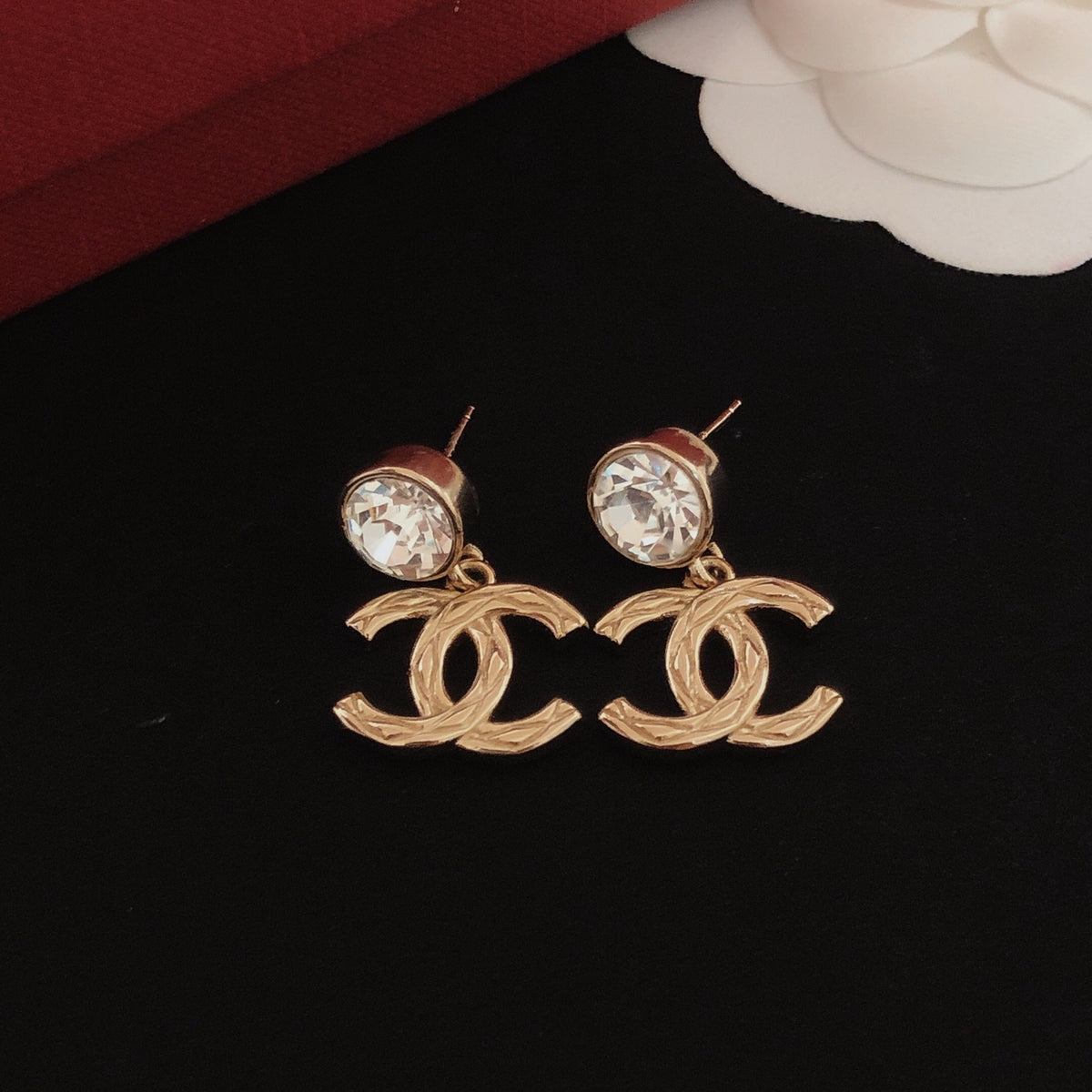 Chanel Brass Solitaire Earrings