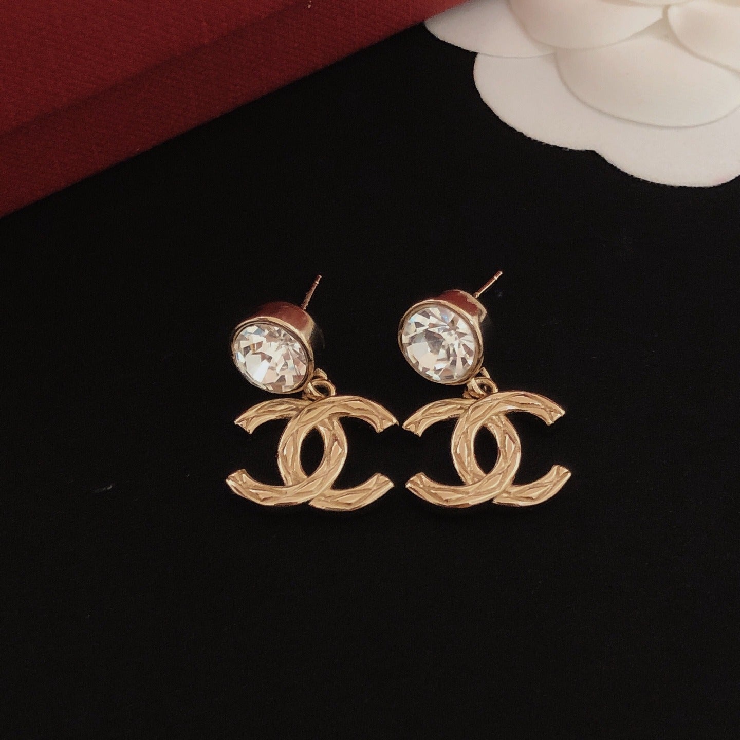 Chanel Brass Solitaire Earrings
