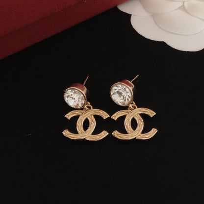 Chanel Brass Solitaire Earrings
