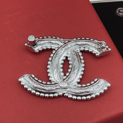 Chanel Silver Brass Brooch