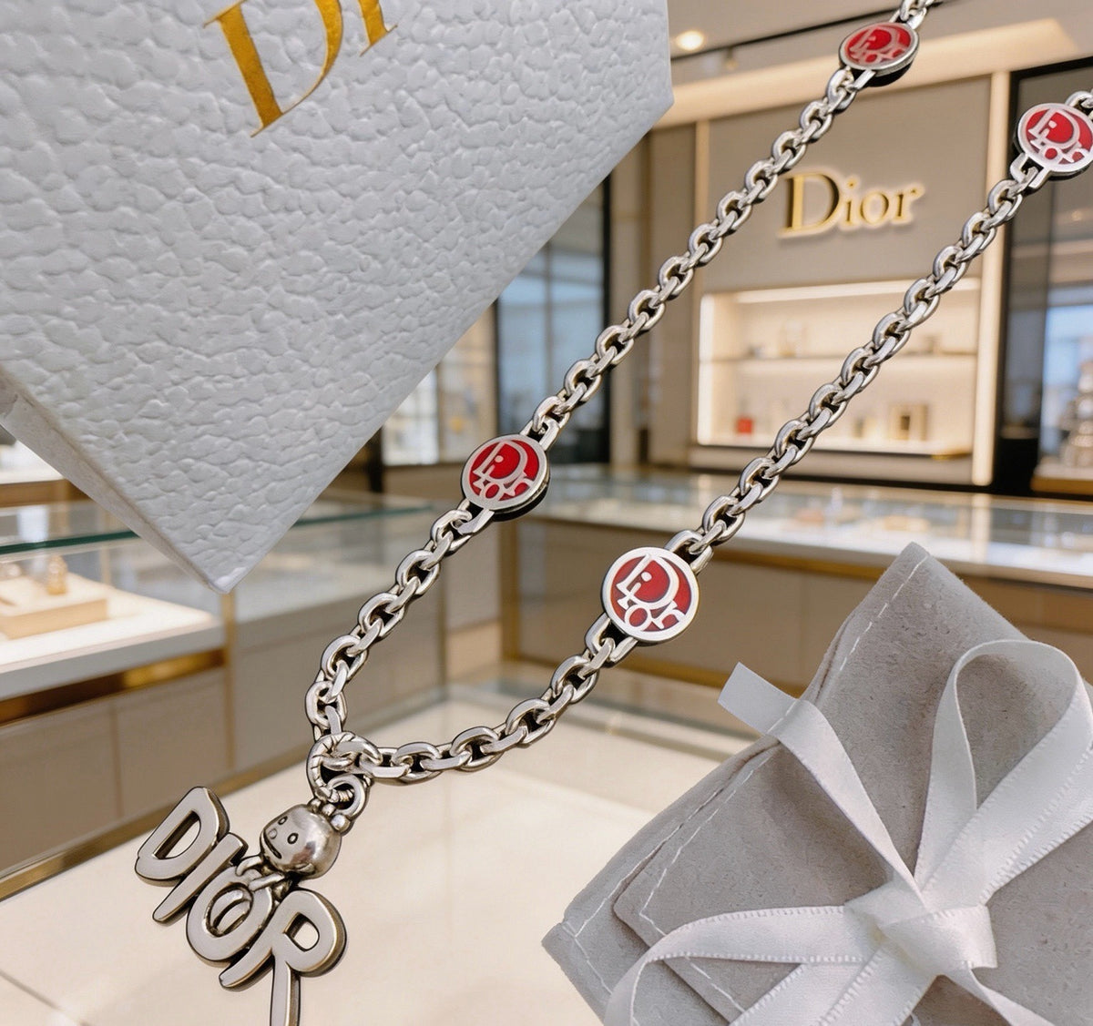 Dior Sterling Silver Chain Necklace