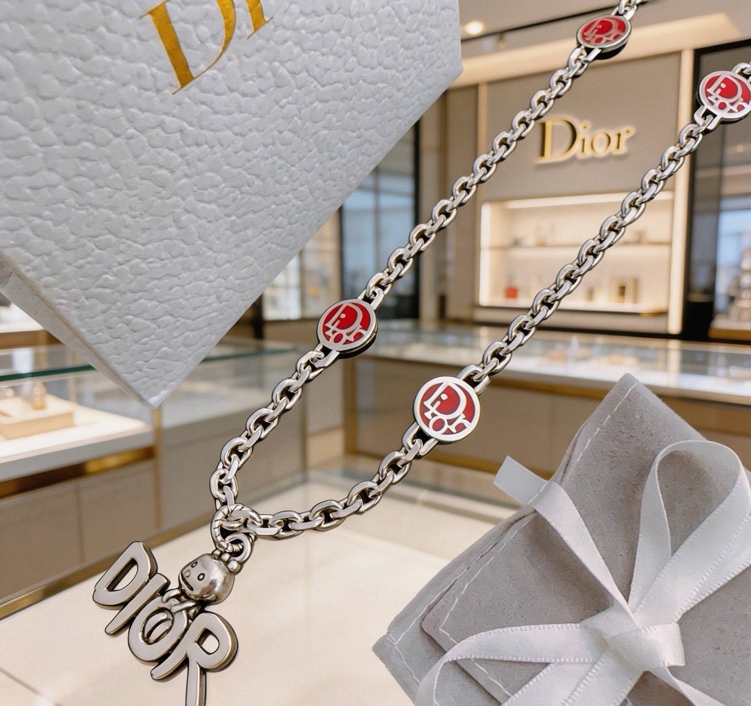 Dior Sterling Silver Chain Necklace