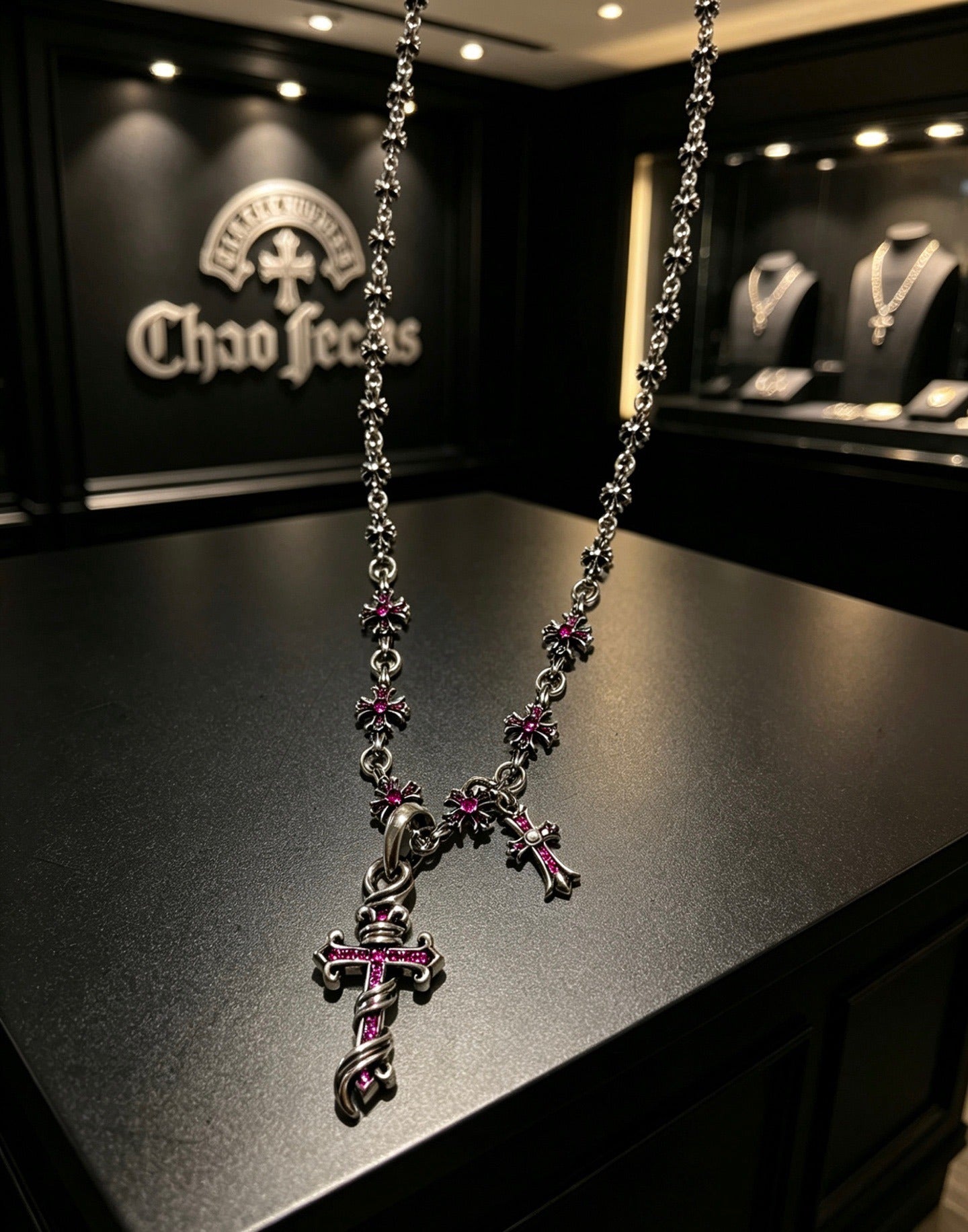 Chrome Hearts Sterling Silver Cross Necklace