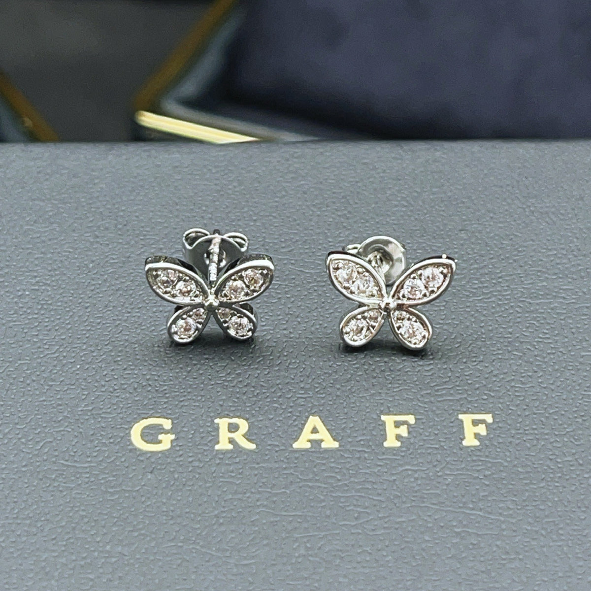 Graff Silver Brass Butterfly Earrings