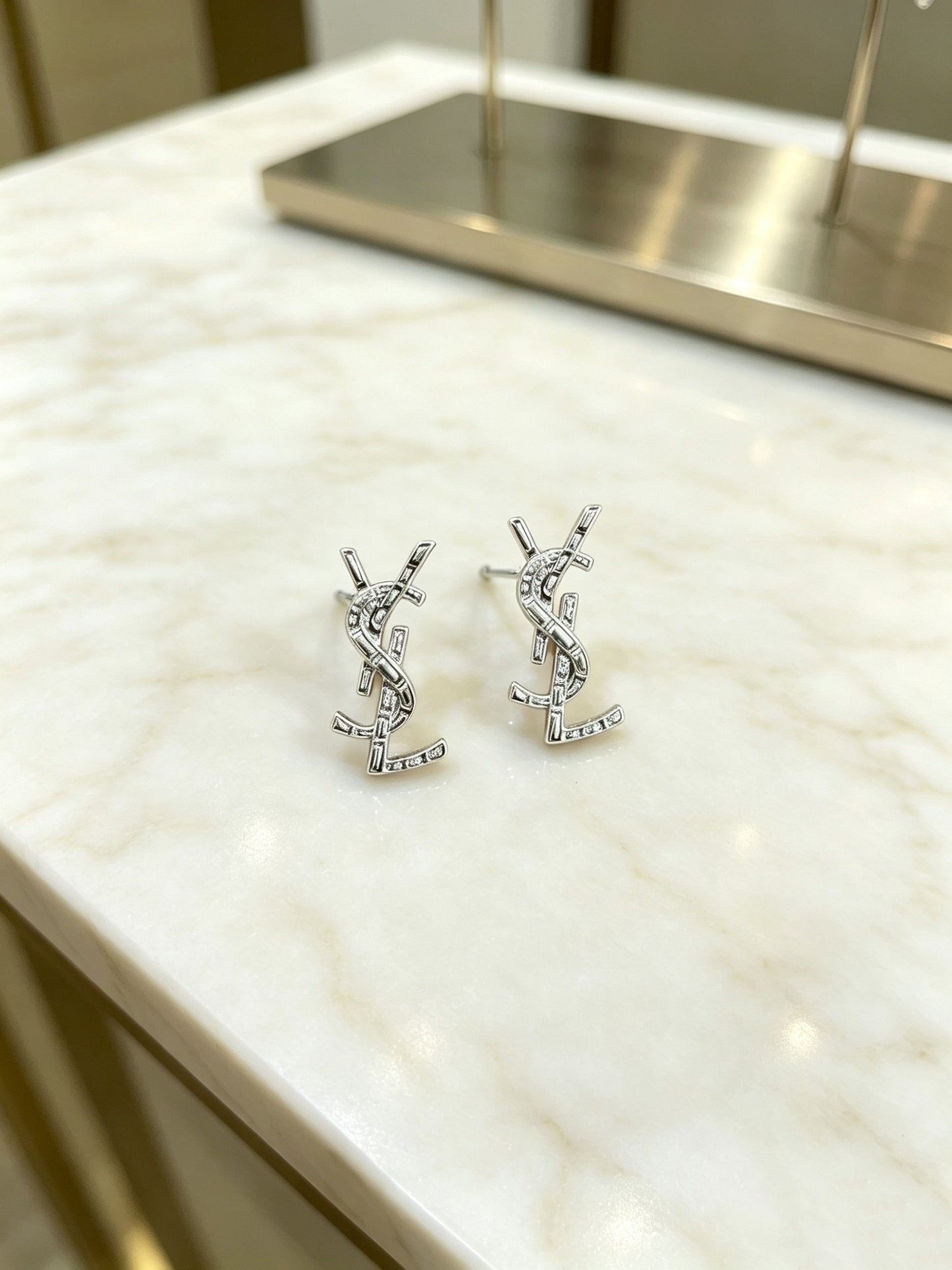 Saint Laurent Sterling Silver Vintage-Finish Earrings