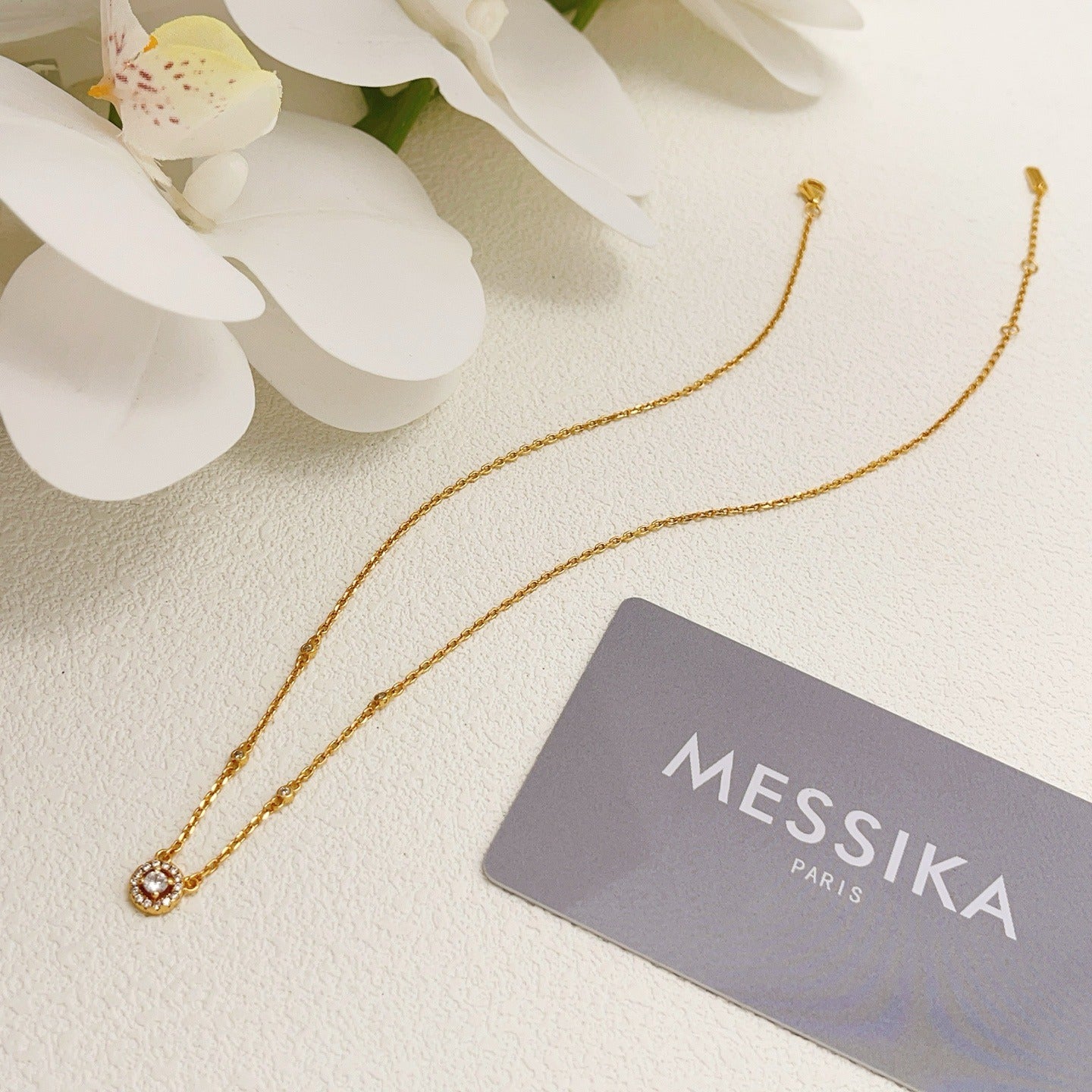 Messika Gold Brass Pave Necklace