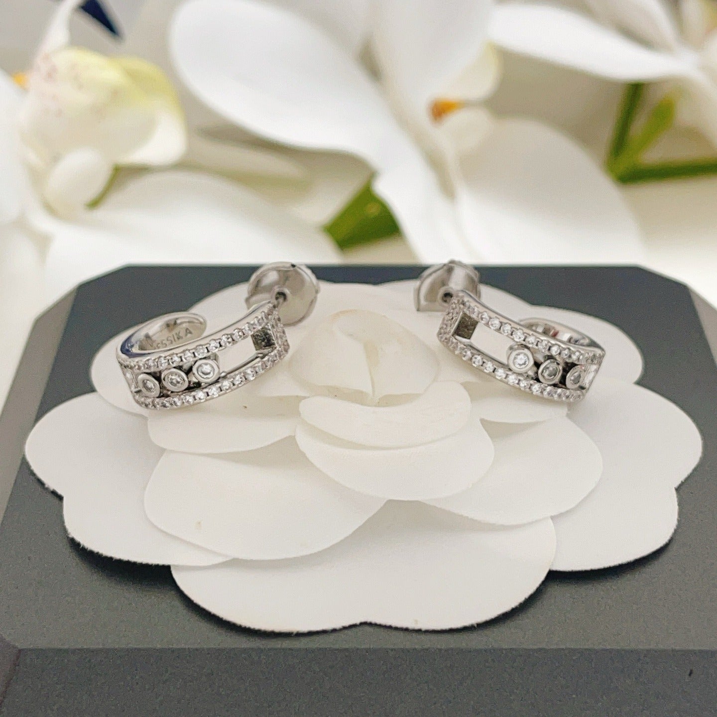 Messika Silver Brass Round Earrings