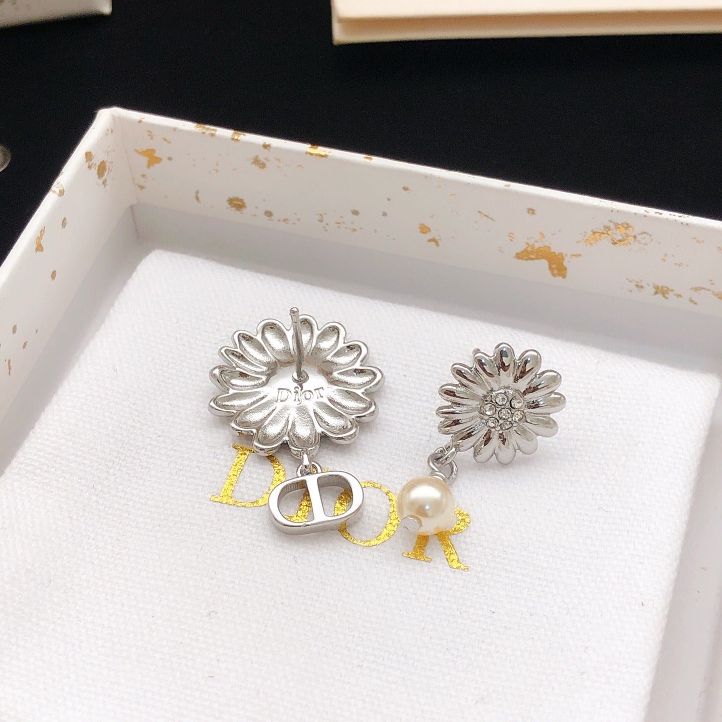 Dior Brass Pearl Earrings