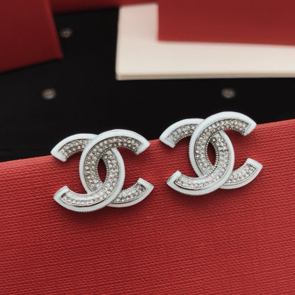 Chanel White Brass Earrings