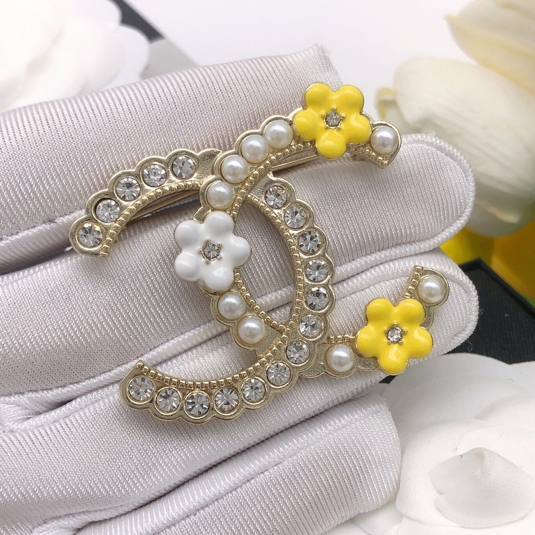Chanel Yellow Floral Brooch