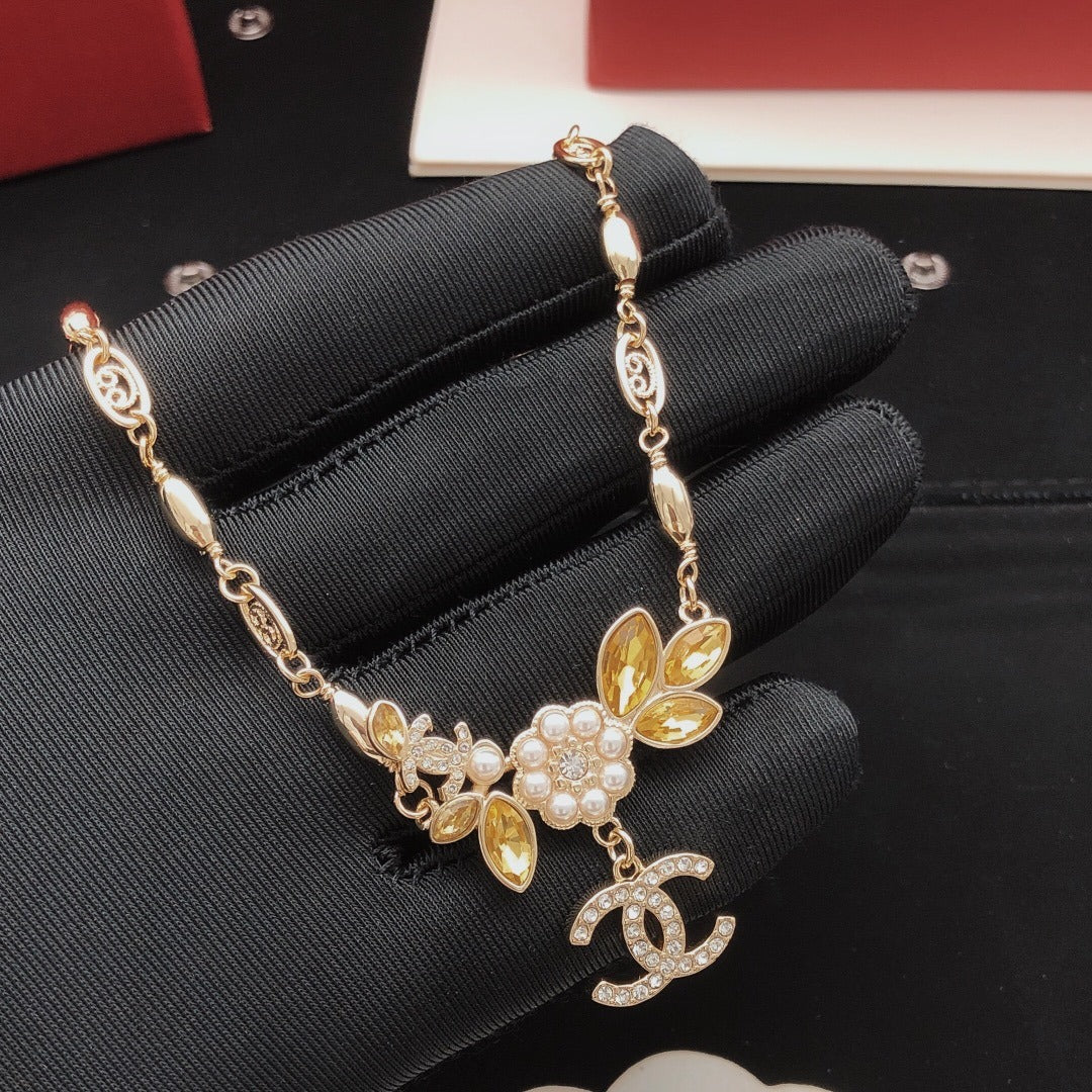 Chanel Brass Floral Necklace