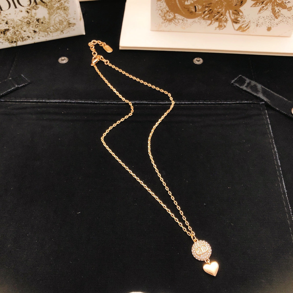 Dior Gold Brass Heart Necklace