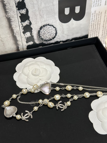 Chanel White Heart Necklace