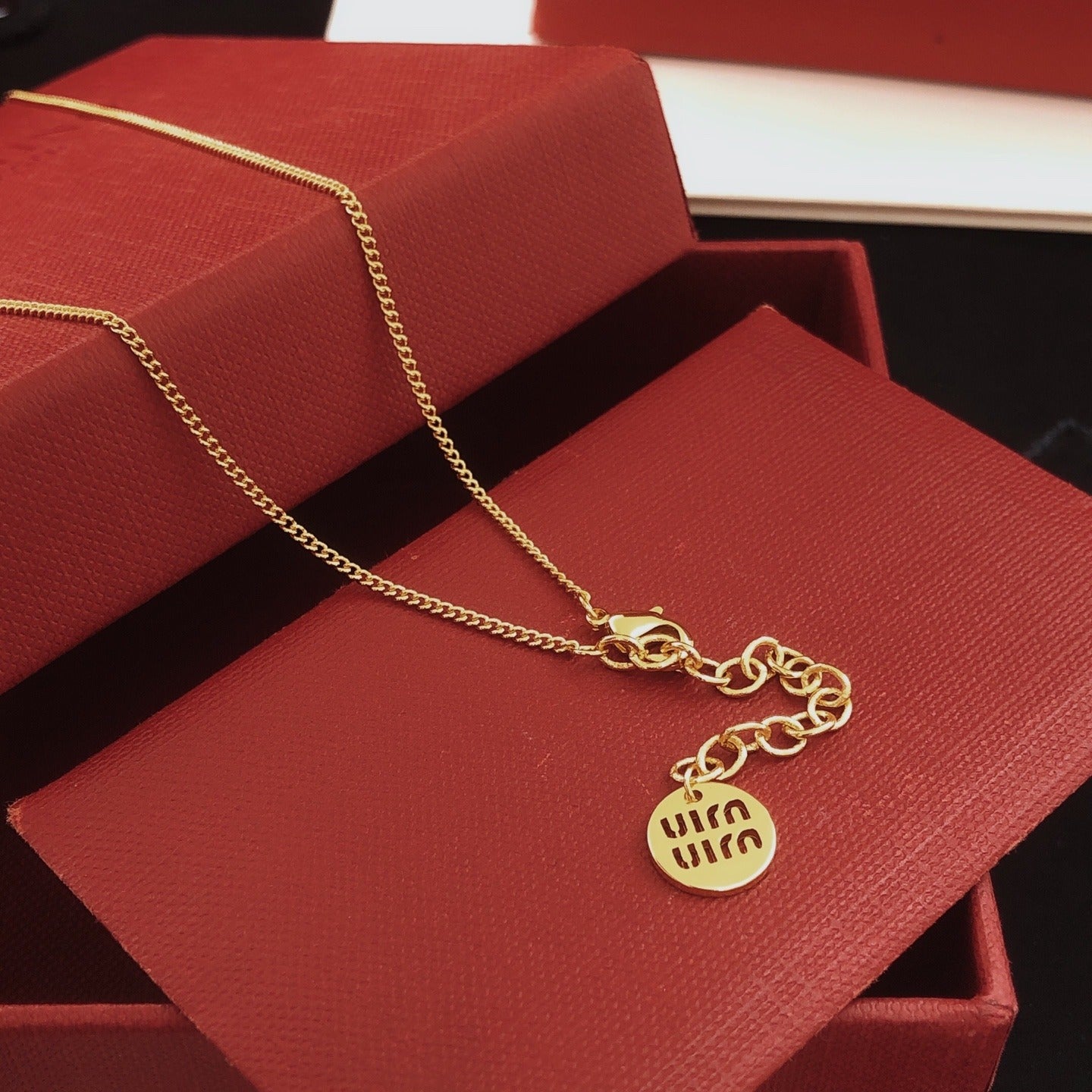 Miu Miu Red Brass Heart Necklace