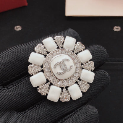Unbranded White Round Brooch