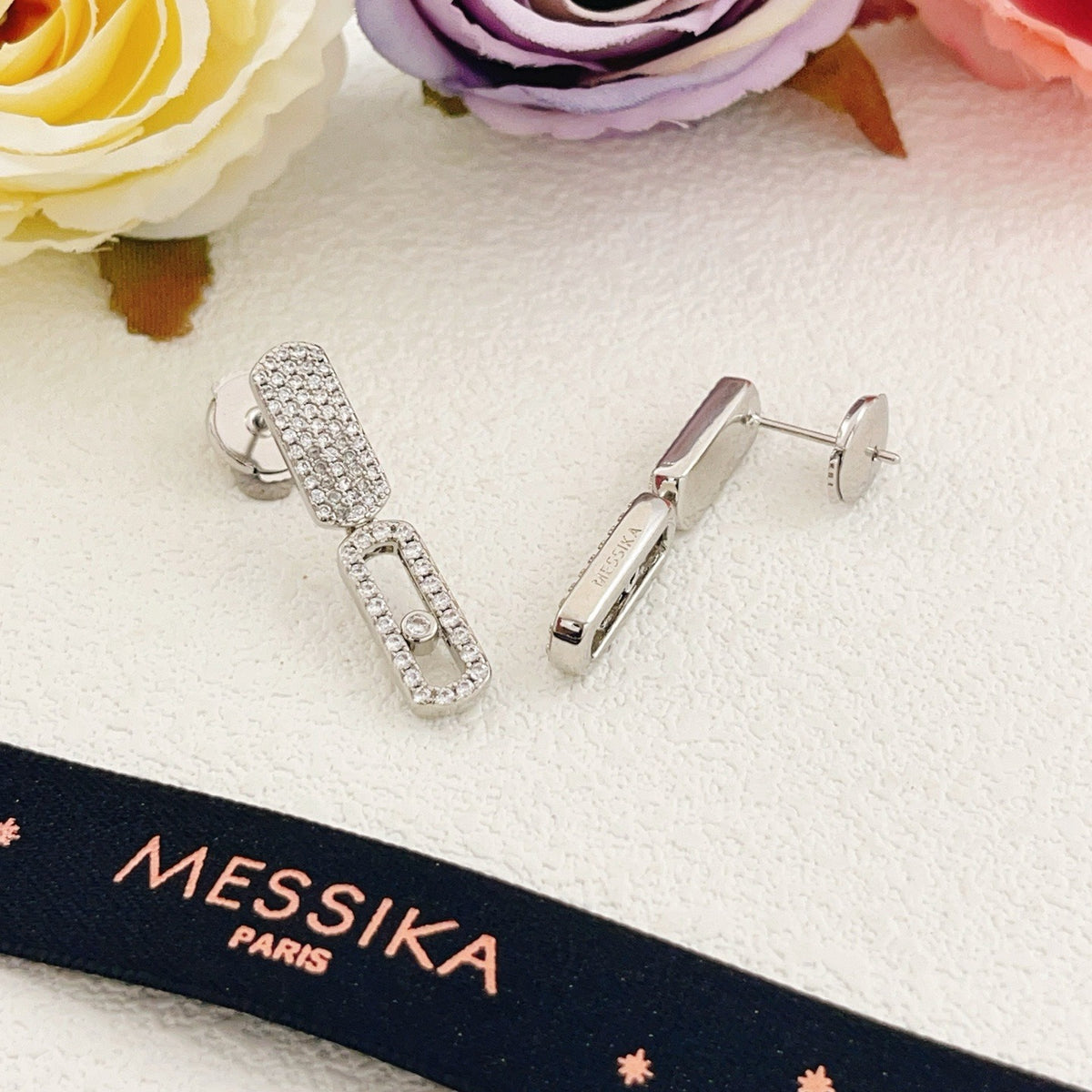 Messika Silver Brass Pave Earrings