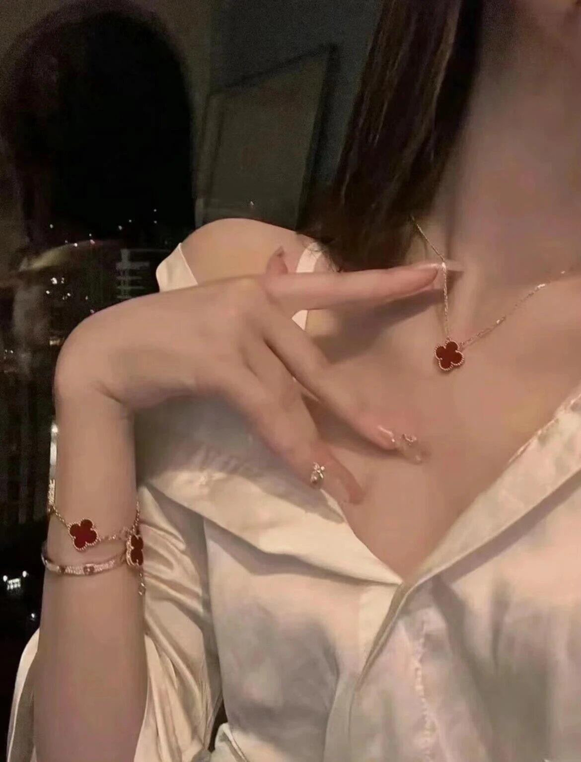 Unbranded Red Brass Clover Necklace