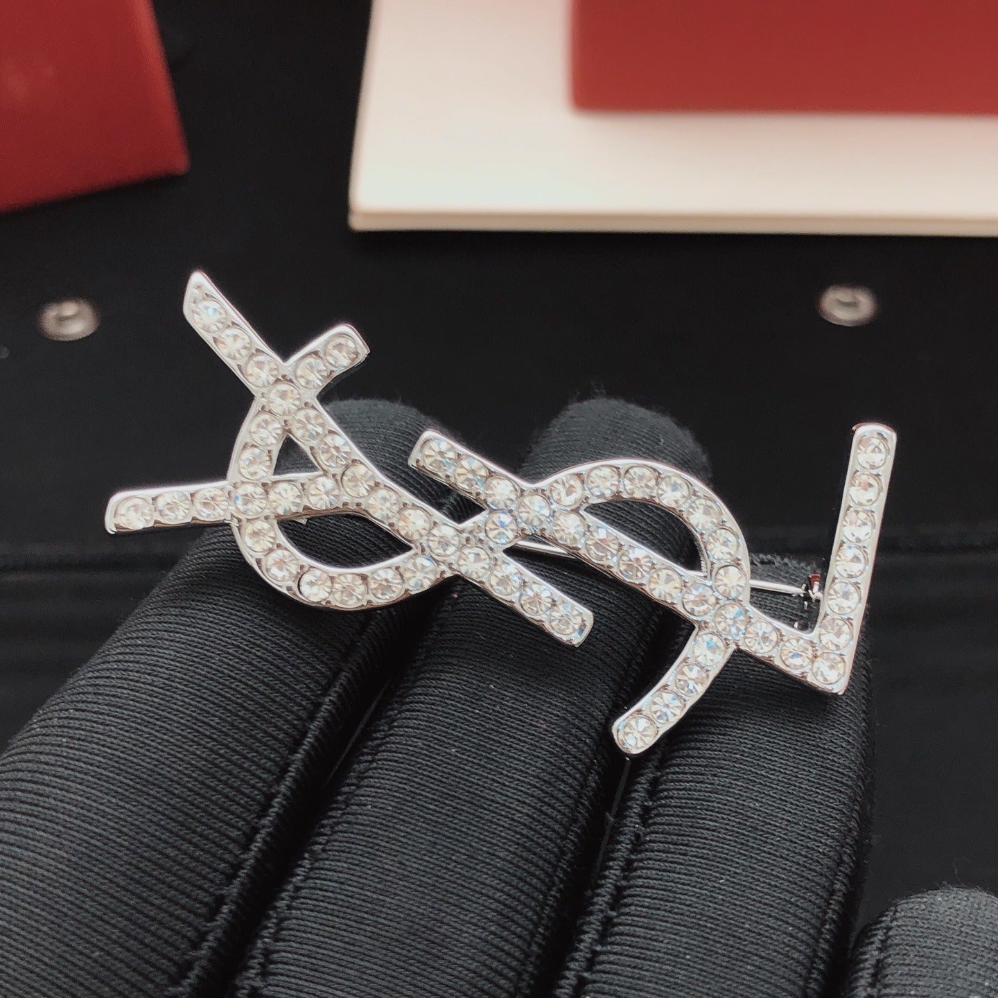 Saint Laurent Silver Brass Brooch