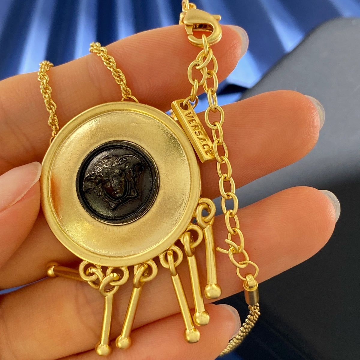 Versace Black Brass Vintage-Finish Necklace