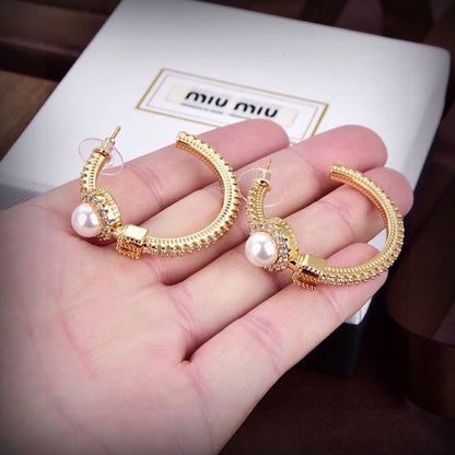 Miu Miu Brass Logo Earrings