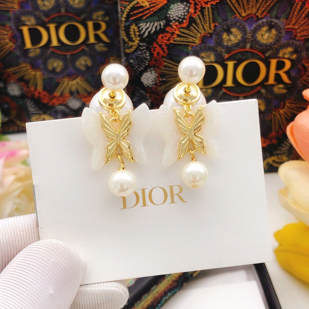 Dior Brass Butterfly Earrings