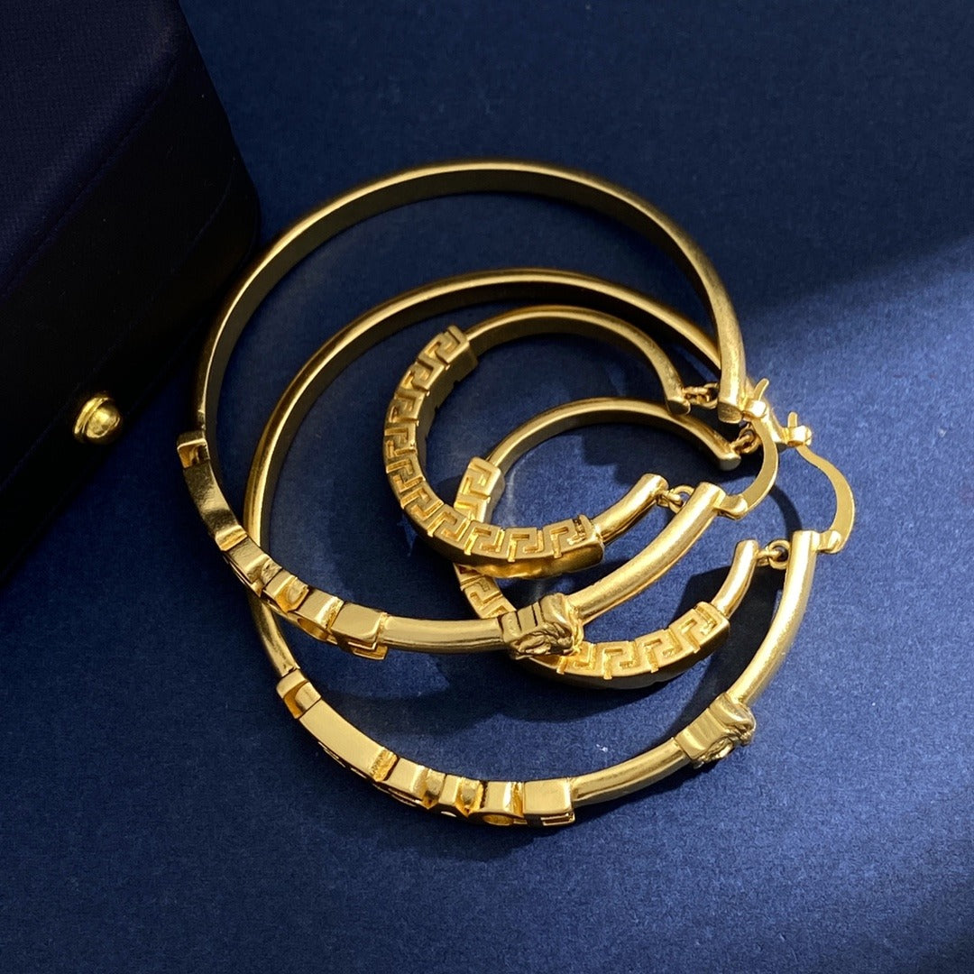 Versace Brass Logo Earrings