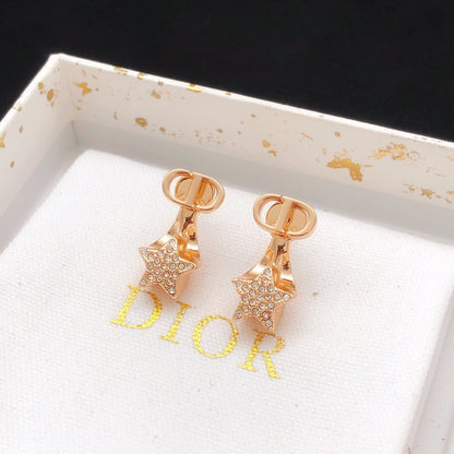 Dior Gold Brass Star Earrings