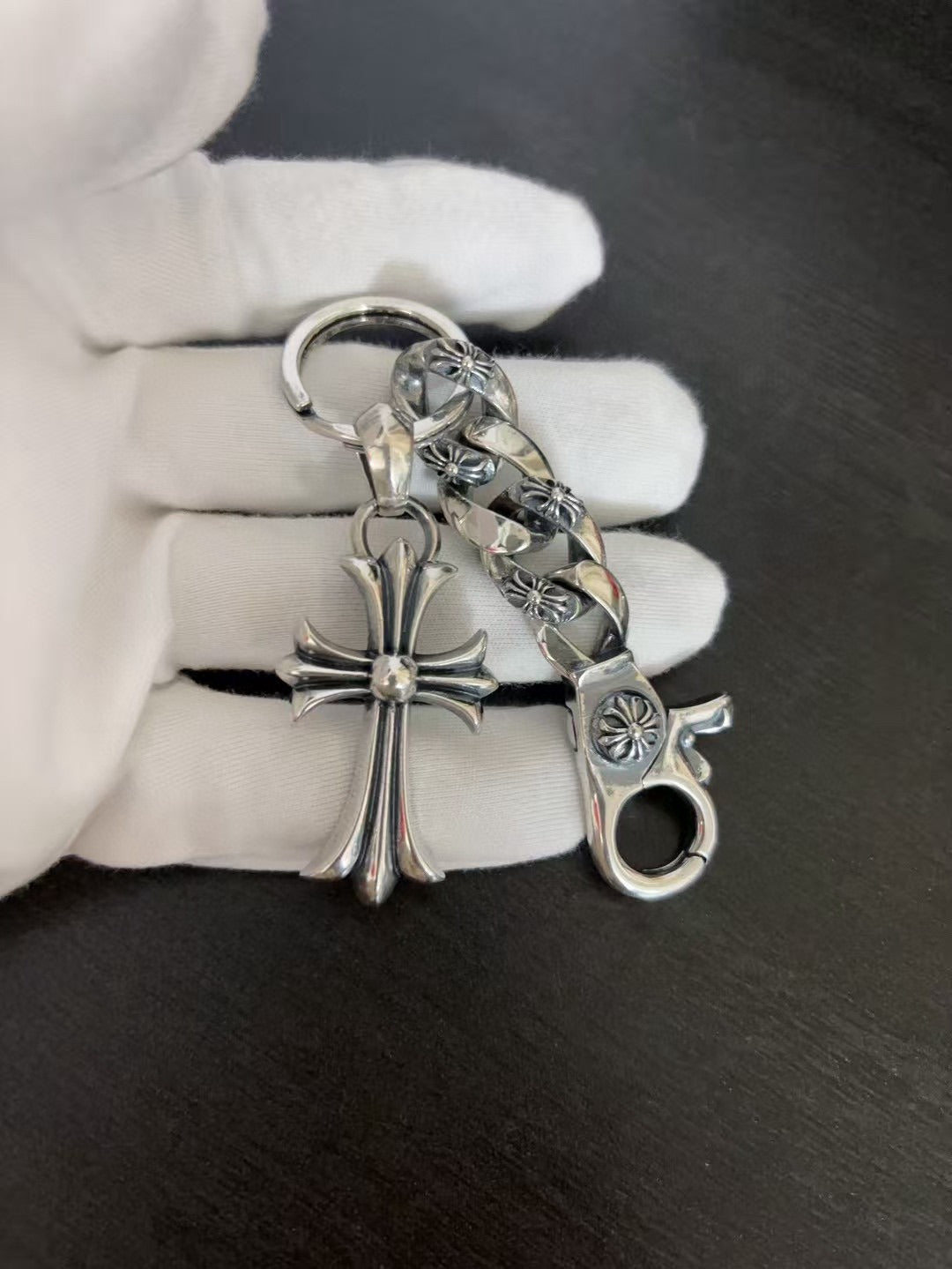 Chrome Hearts Sterling Silver Cross Keychain