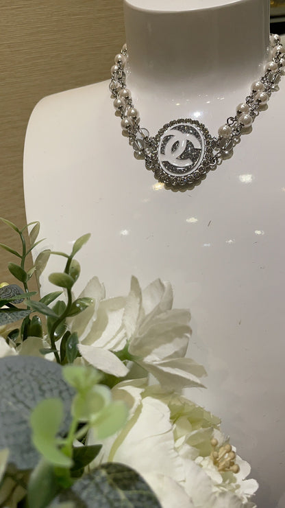 Chanel White Brass Pearl Necklace