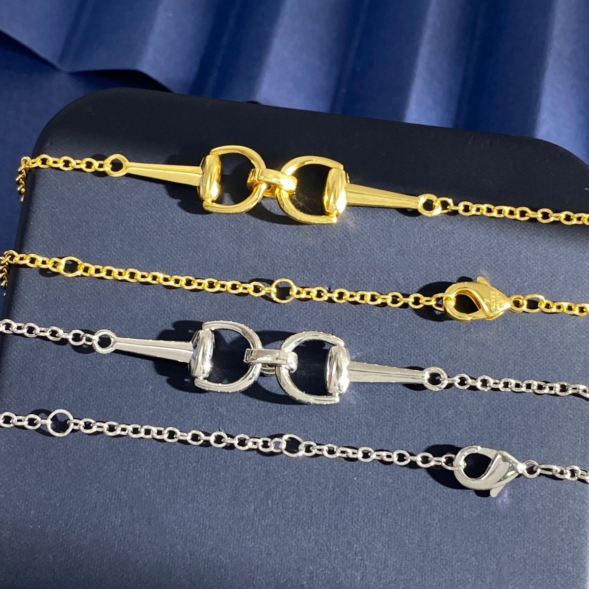 Gucci Silver Brass Horsebit Necklace