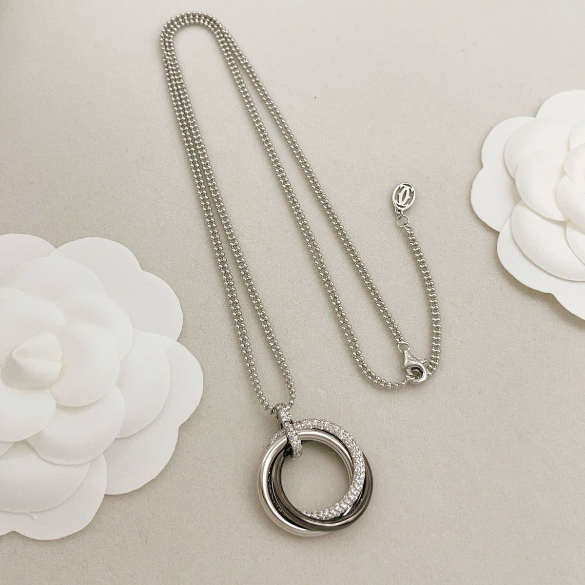 Cartier Silver Brass Colorblock Necklace