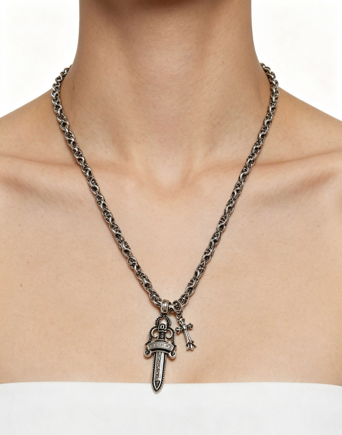 Chrome Hearts Sterling Silver Cross Necklace