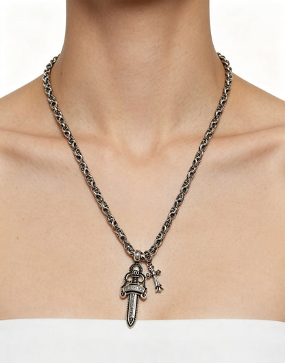 Chrome Hearts Sterling Silver Cross Necklace
