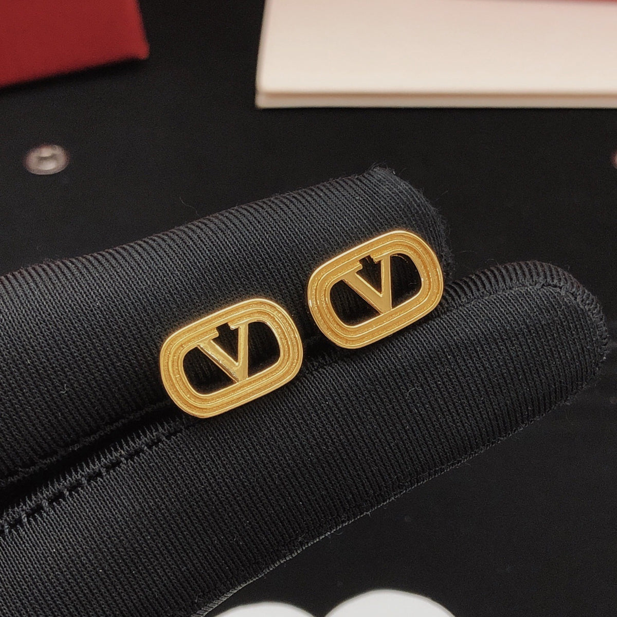 Valentino Brass Openwork Earrings
