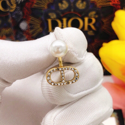 Dior Brass & Sterling Silver Pearl Earrings