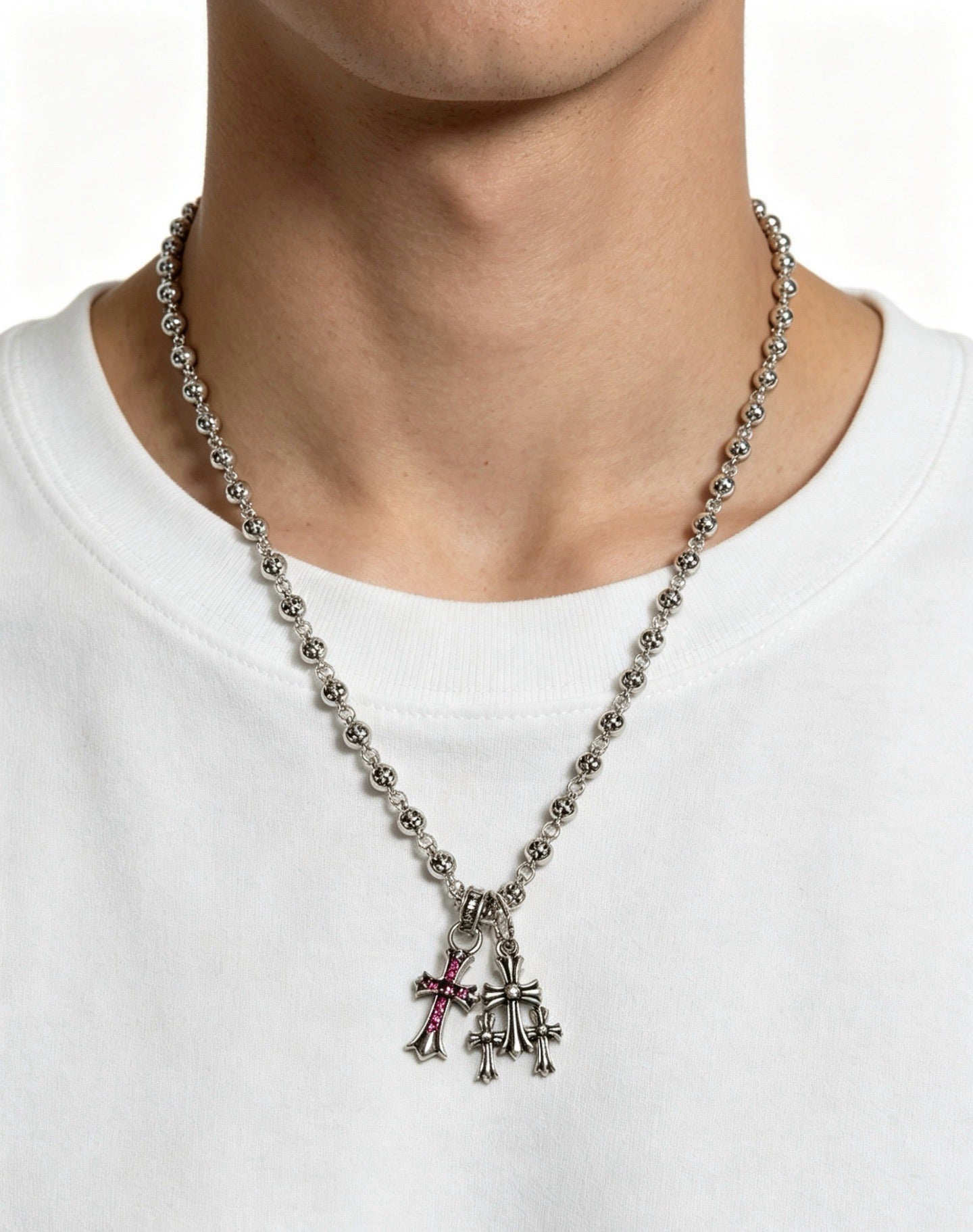 Chrome Hearts Sterling Silver Cross Necklace