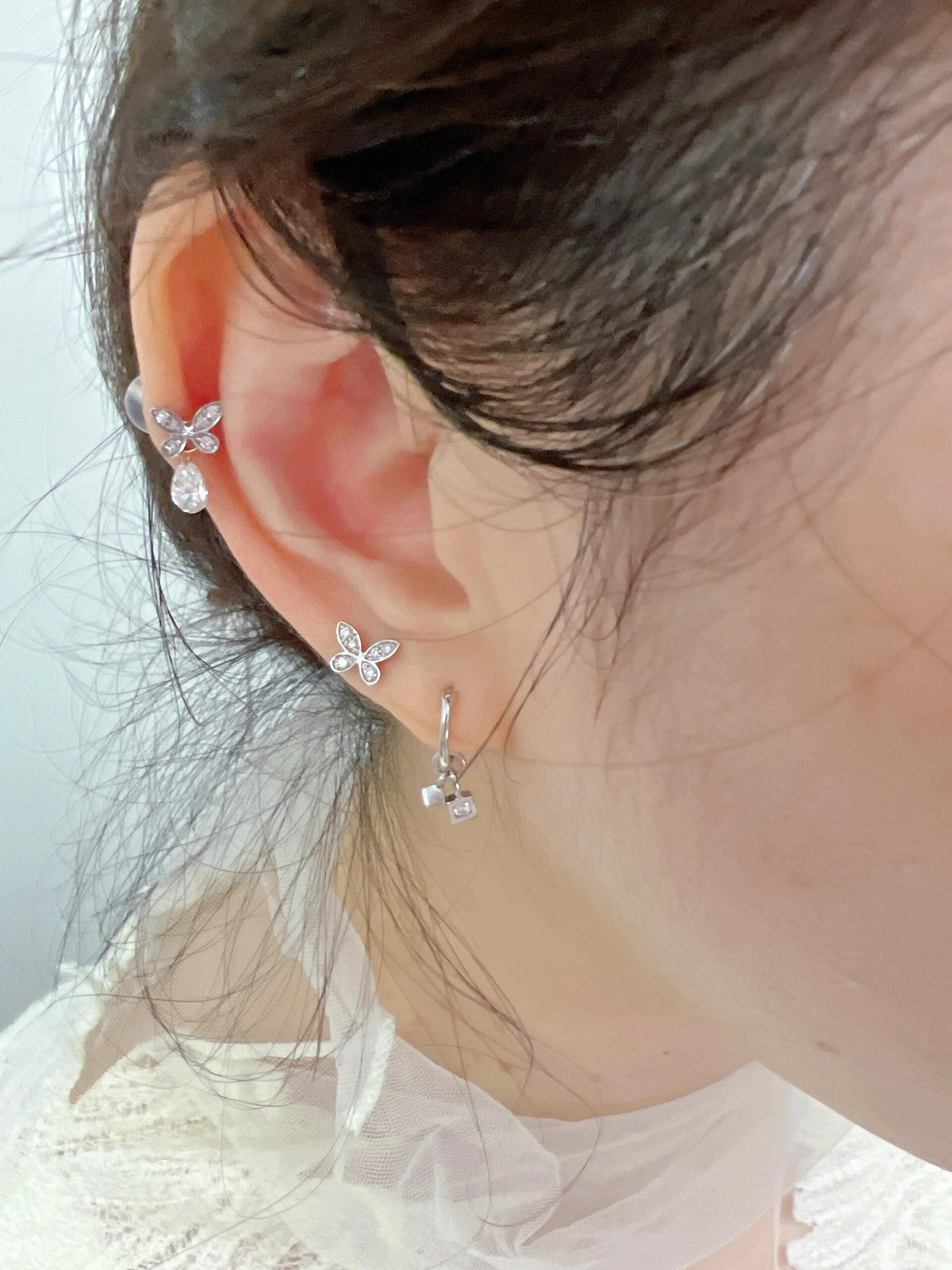 Graff Silver Brass Butterfly Earrings