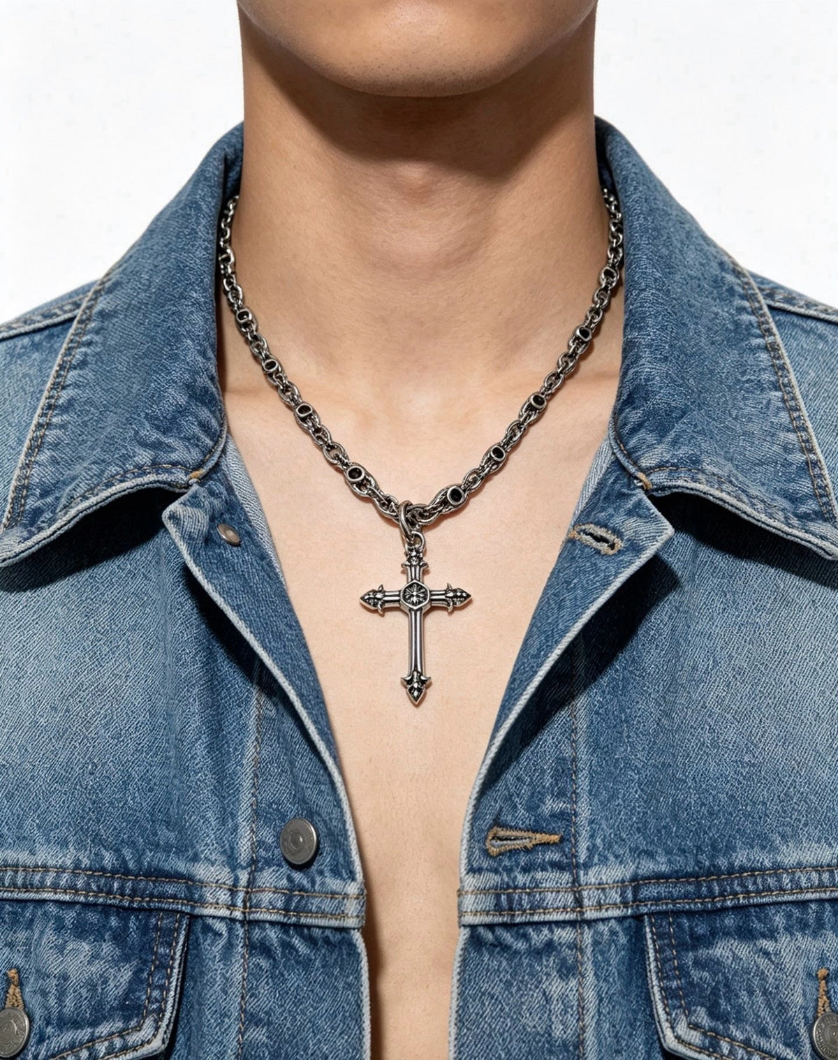 Chrome Hearts Sterling Silver Cross Necklace