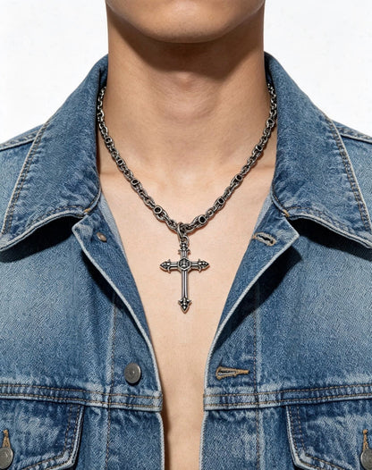 Chrome Hearts Sterling Silver Cross Necklace