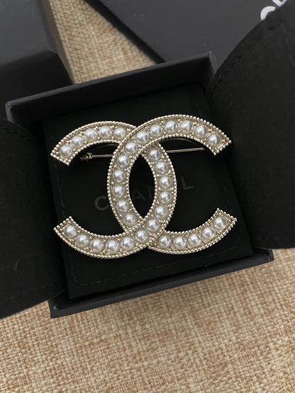 Chanel Brass Pearl Brooch
